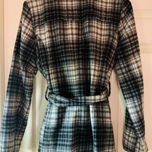 Black and white plaid winter coat